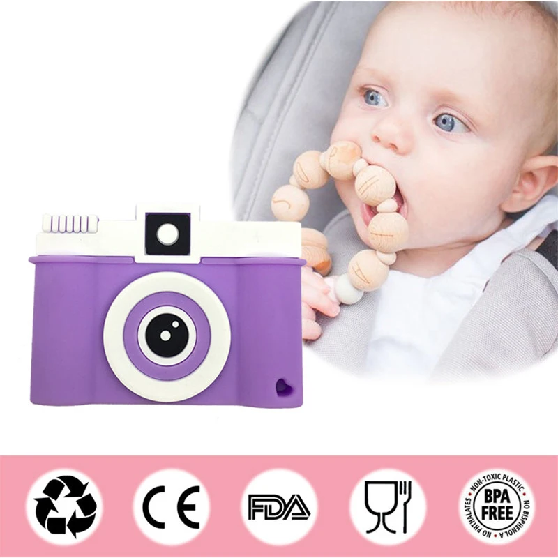 

New 1pcs Camera Silicon Beads Baby Bite Care Teether Bpa Free Silicone Teethers Teething Toys Fashion Ecofriendly Christmas Gift