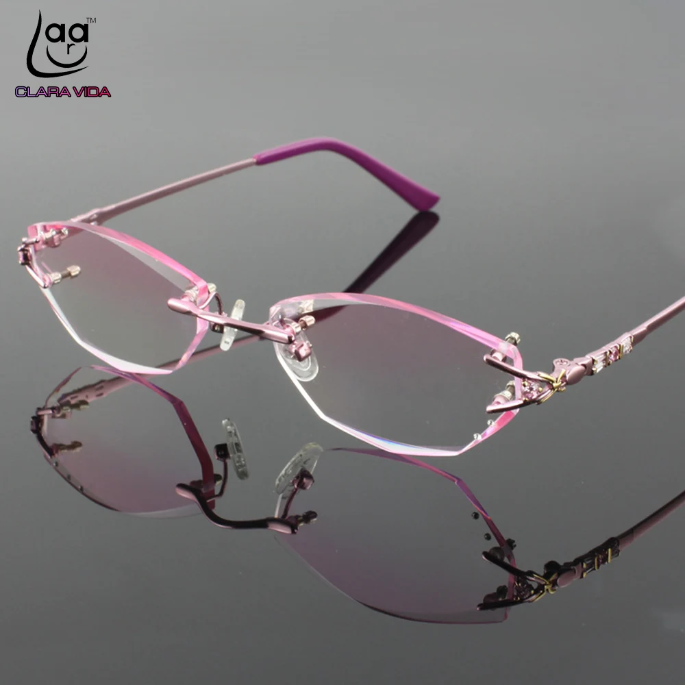 Luxury PRIVATE Custom Manual Pure Titanium Frame Diamond Cut High-elastic Tinted Lenses Ladies Prescription Glasses Photochromic |