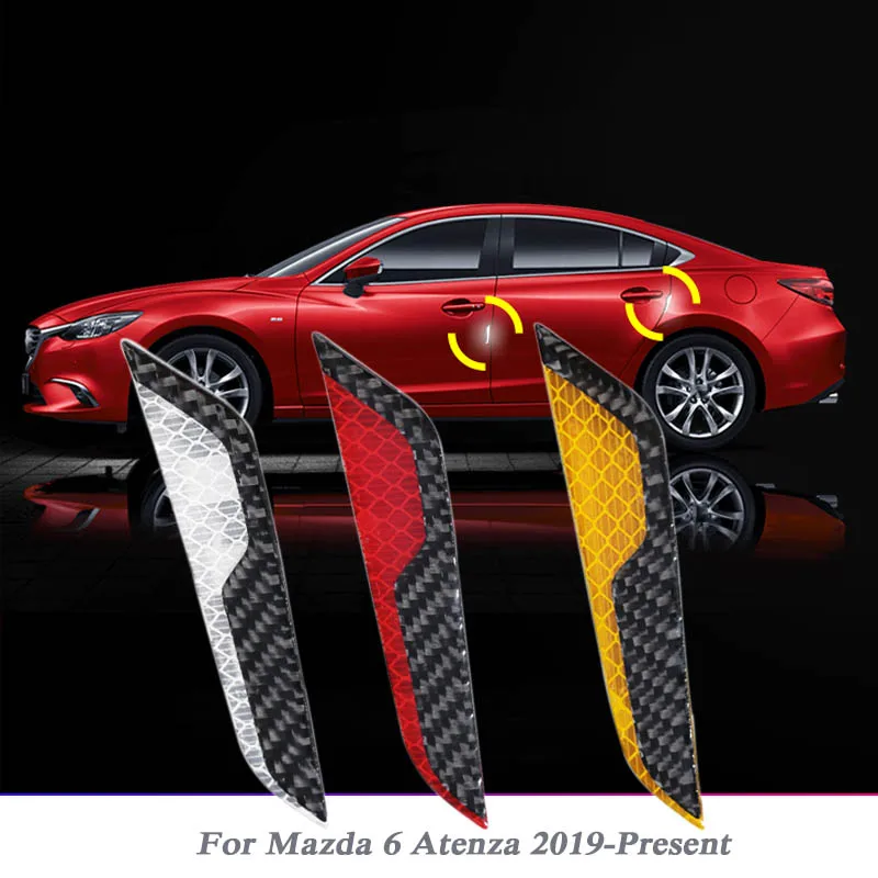 

4pcs Car Door Sticker Decal Warning Tape Car Reflective Sticker Reflective Strip Car-styling Safety Mark For Mazda 6 Atenza 2019
