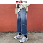 Мужские джинсовые брюки-багги LAPPSTER, модные мужские рваные джинсы в Корейском стиле с градиентом и широкими штанинами, 2021
