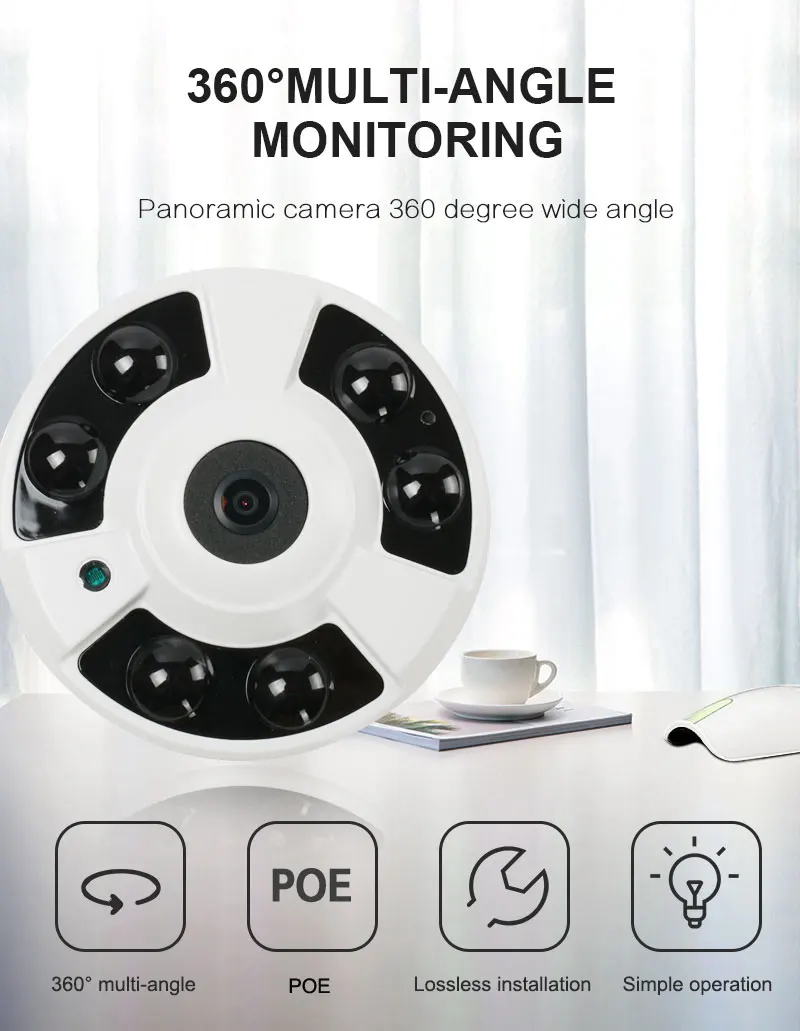MoGood международная версия 4MP 360 градусов панорамная камера рыбий глаз ip-камера Поддержка Встроенный микрофон ONVIF PoE IR P2P приложение