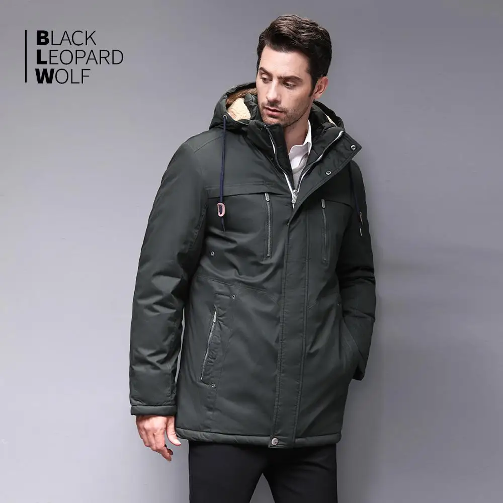 Мужская парка с отстегивающимся капюшоном Blackleopardwolf толстая удобная куртка