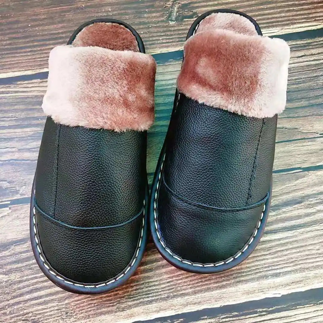

Leather slippers for men and women in winter