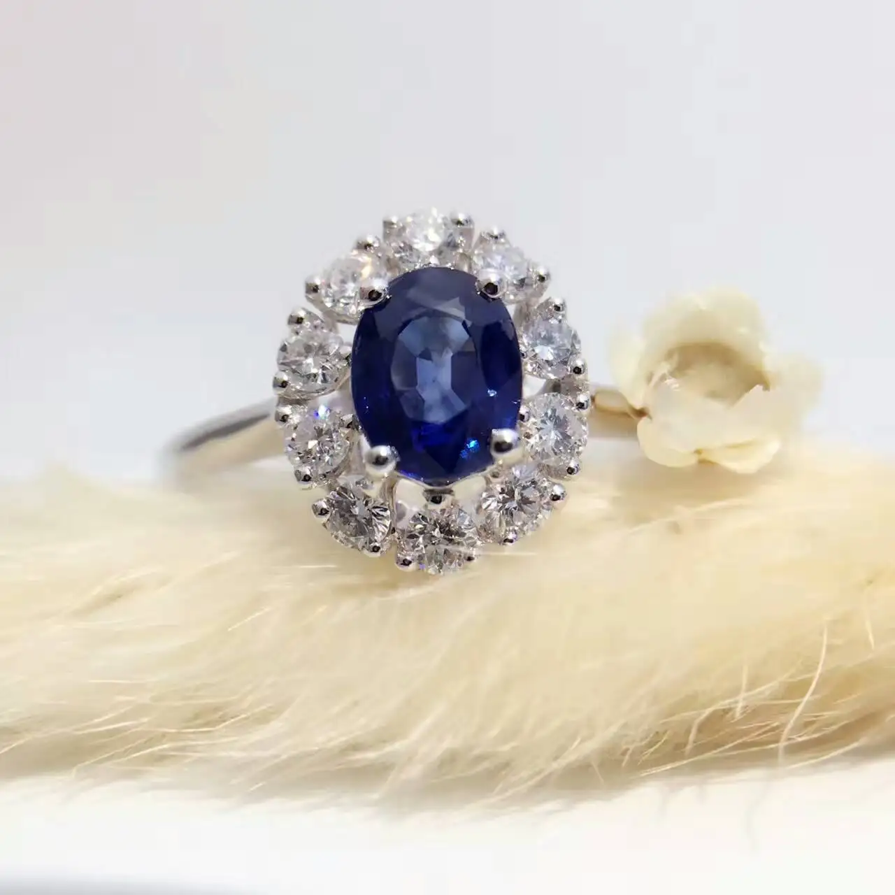 18K золото 0.887ct натуральный сапфир женское кольцо с 0.372ct Бриллиантовая установка новое Изысканное Украшение на свадьбу обручальное кольцо