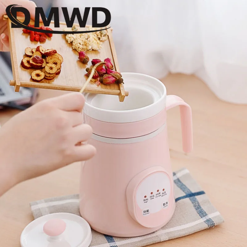 DMWD Ceramics Электрический мини чайник для воды термос чашка с подогревом бойлер суп