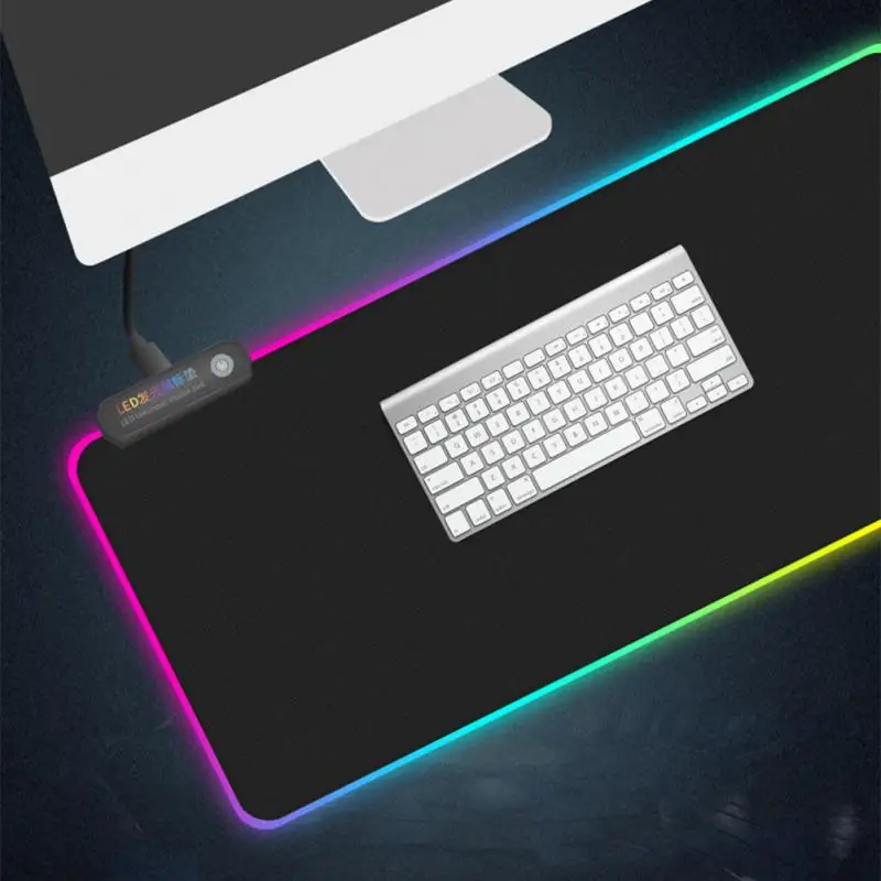 led mouse pad rgb light large soft gaming mouse gamer non slip glowing keyboard laptop mat cool for mice backlight muismat free global shipping