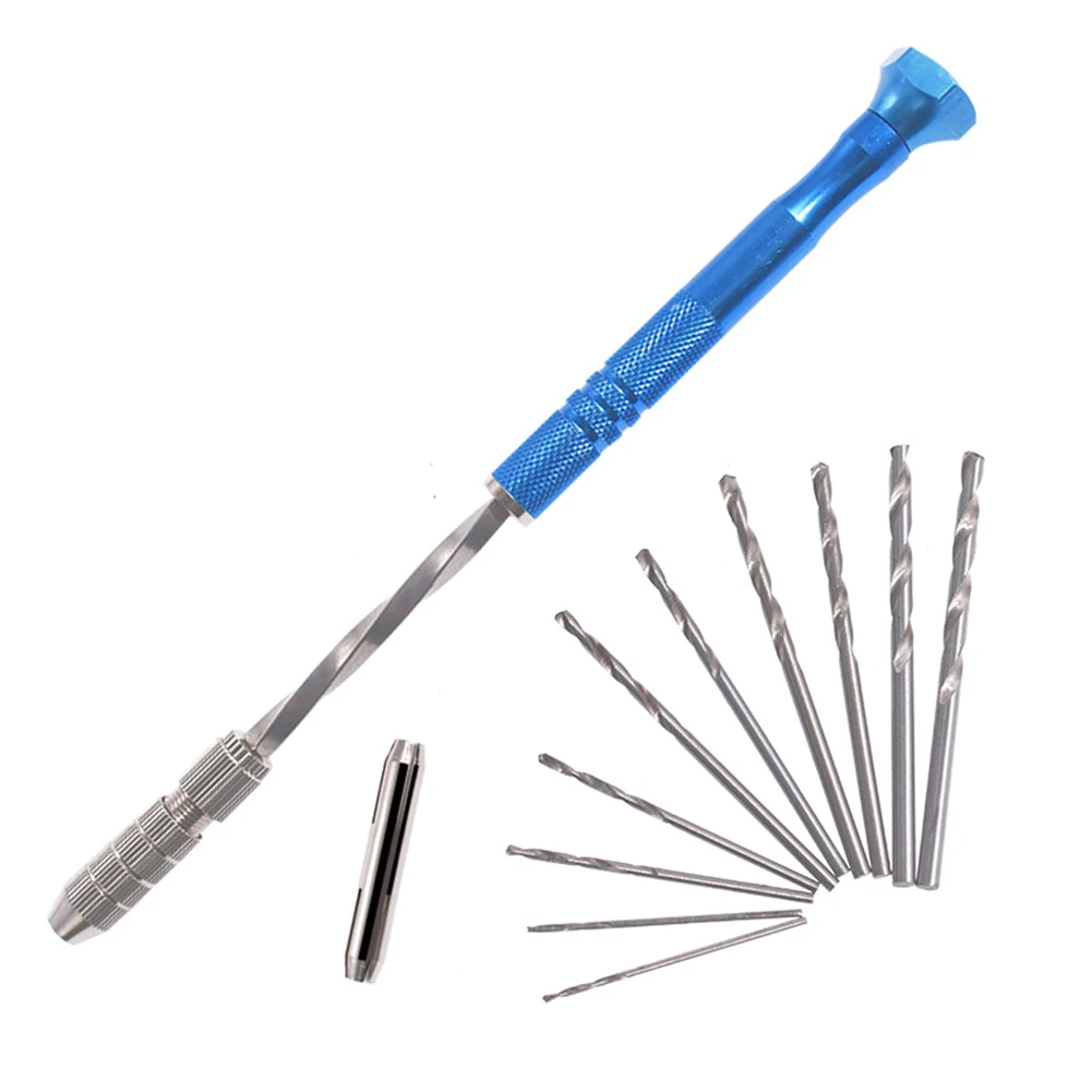 

0.8-3.0mm HSS High Speed Steel Semi-automatic Hand Twist Drill Set with 10pcs Twist Drill Bit Woodworking Drilling Rotary Power