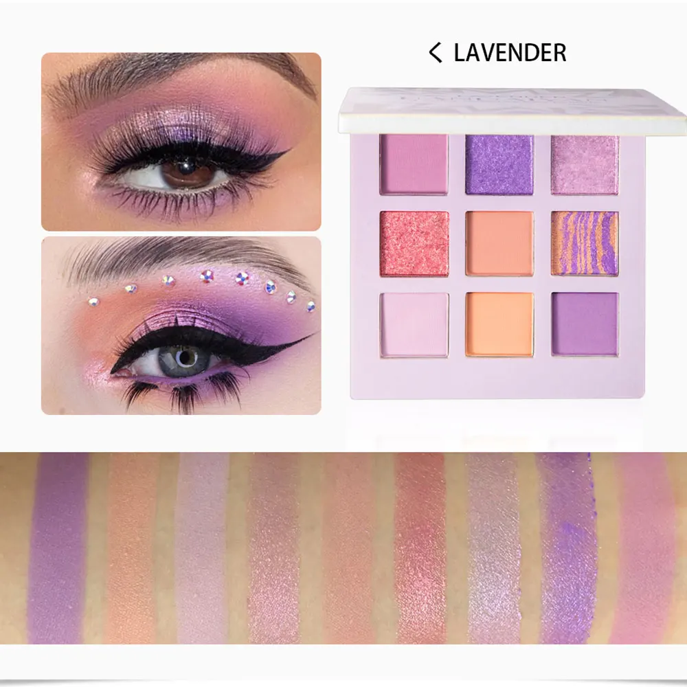 

HANDAIYAN 9 Color Eye Shadow Palette Colorful Artist Shimmer Glitter Matte Pigmented Powder Pressed Eyeshadow Makeup Kit