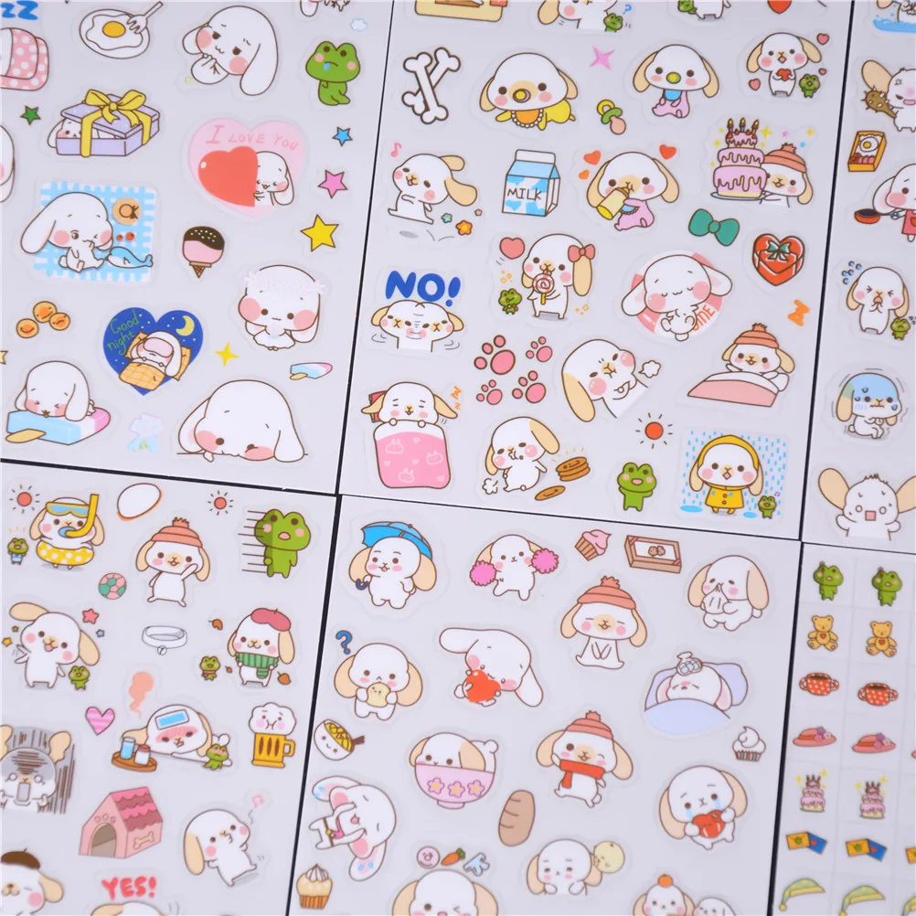 

6 pcs/lot PVC paper Cute Big ear dog sticker sticky album diary scrapbooking toys for kids child dress up diy decoration