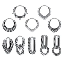 zs 316l stainless steel hoop earrings for men punk earrings ip hop ear hoops gothic round rock roll jewelry accessories