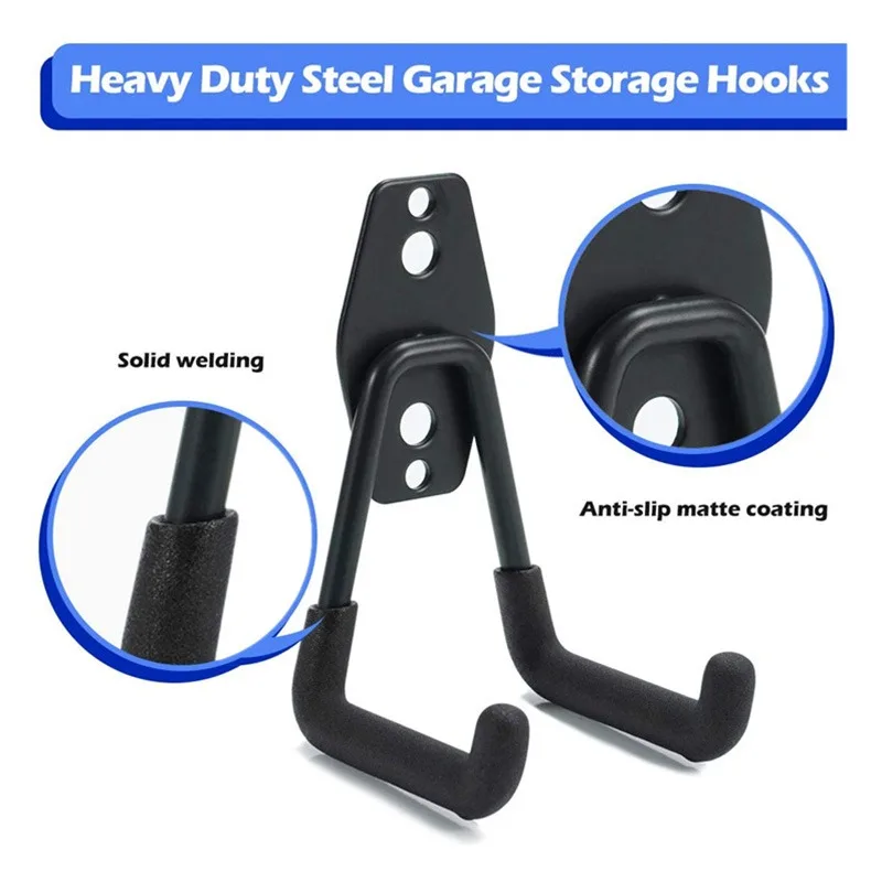 

Heavy Duty Metal Hook Wall Mount Garage Organizer Bicycle Shovel Hammer Hanger Ladders Garden Tool Anti-slip Storage Iron Hook