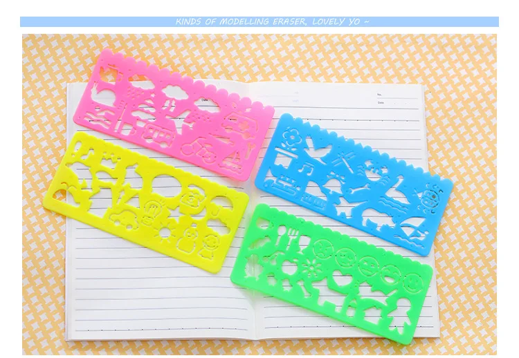 

4 Pcs/Lot Cartoon Children Speed Hua Chi Drawing Template Ruler Hua Chi Ruler Stationery Student School Supplies Wholesale