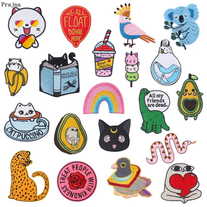 Prajna мультфильм коала кошка Животные вышивка нашивки для одежды утюгом на одежде