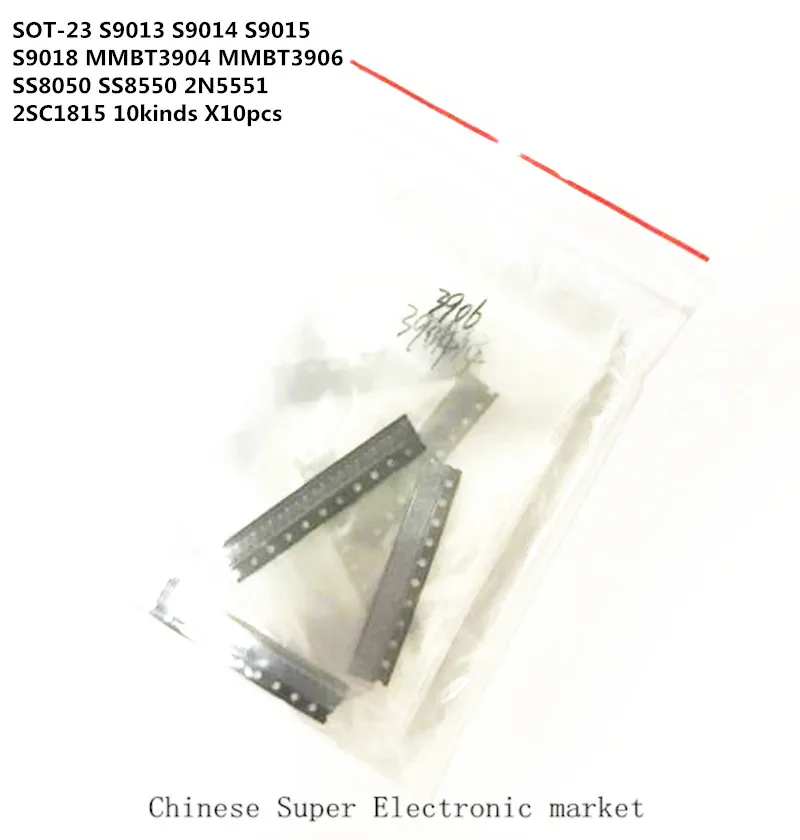 Комплект транзисторов SOT 23 SMD S9013 S9014 S9015 S9018 MMBT3904 MMBT3906 SS8050 SS8550 2N5551 2SC1815 всего 10 видов