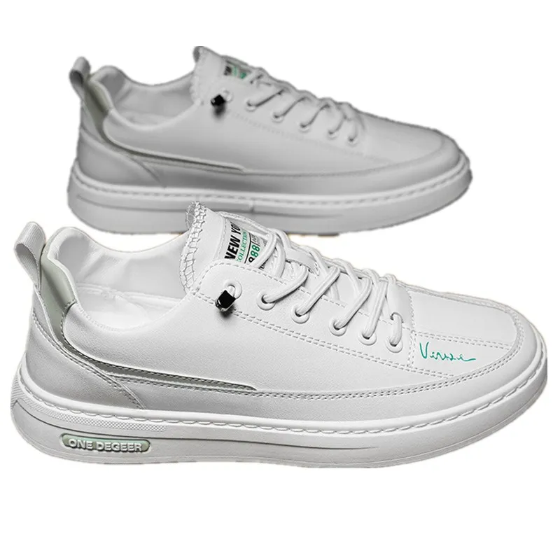 

Весенне-осенняя Повседневная Белая обувь, новинка 2021, легкие спортивные модные Универсальные мужские туфли с круглым носком на плоской под...