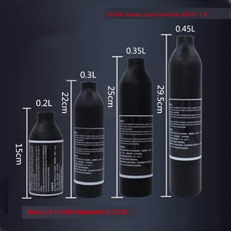 PCP Пейнтбол Airforce HPA цилиндрическая воздушная бутылка 0.2L/0.3L/0.35L/0.45L бак 300bar 4500psi M18 * 1