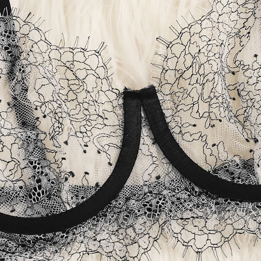 Комплект женского нижнего белья из 2 предметов прозрачный бюстгальтер стринги