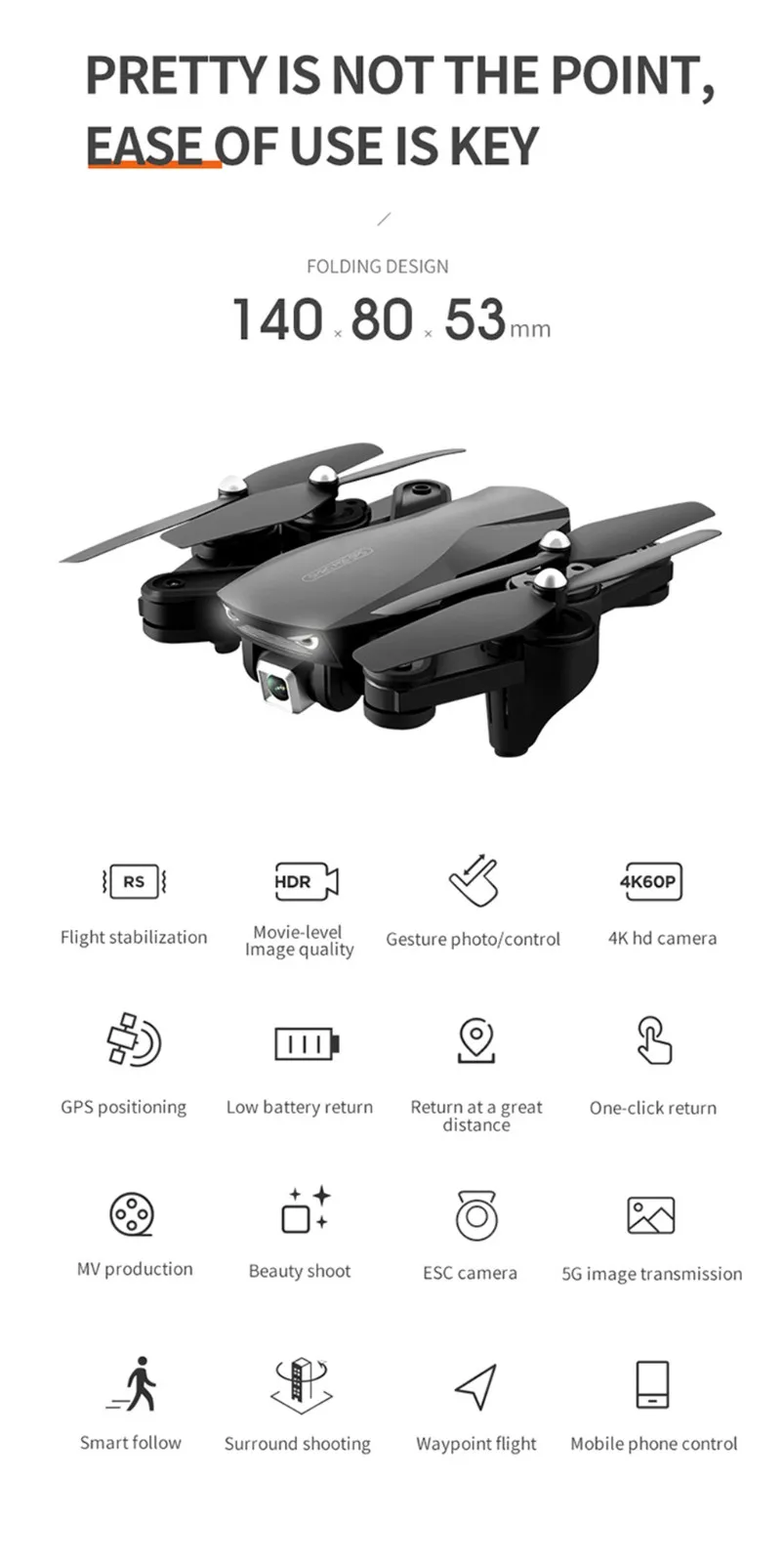 2020 Новый 2 4 г WI FI FPV 4K GPS оптического потока Камера высота оптико складной