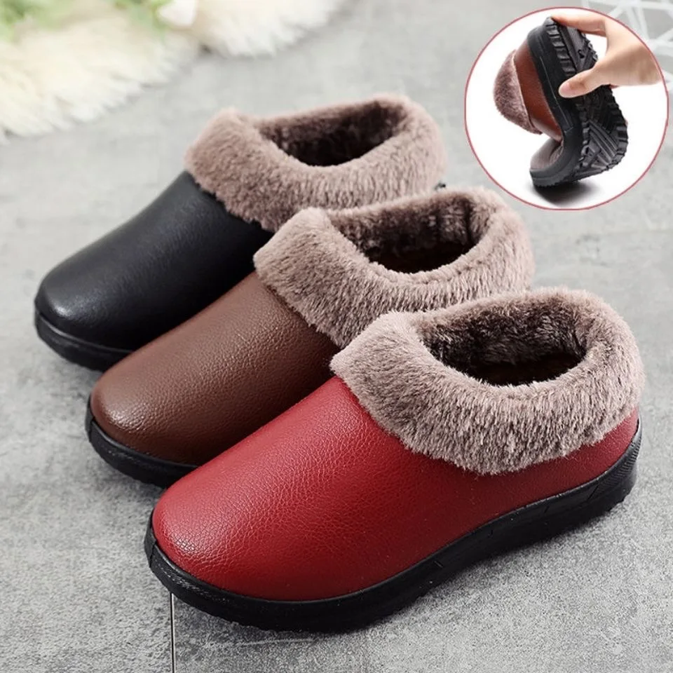 

New winter warm add velvet add thick cloth shoes women flat non-slip home shoes