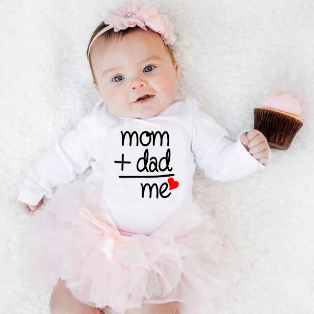 Детское хлопковое боди с длинным рукавом надписью Mom Plus Dad равноправная я|Боди для