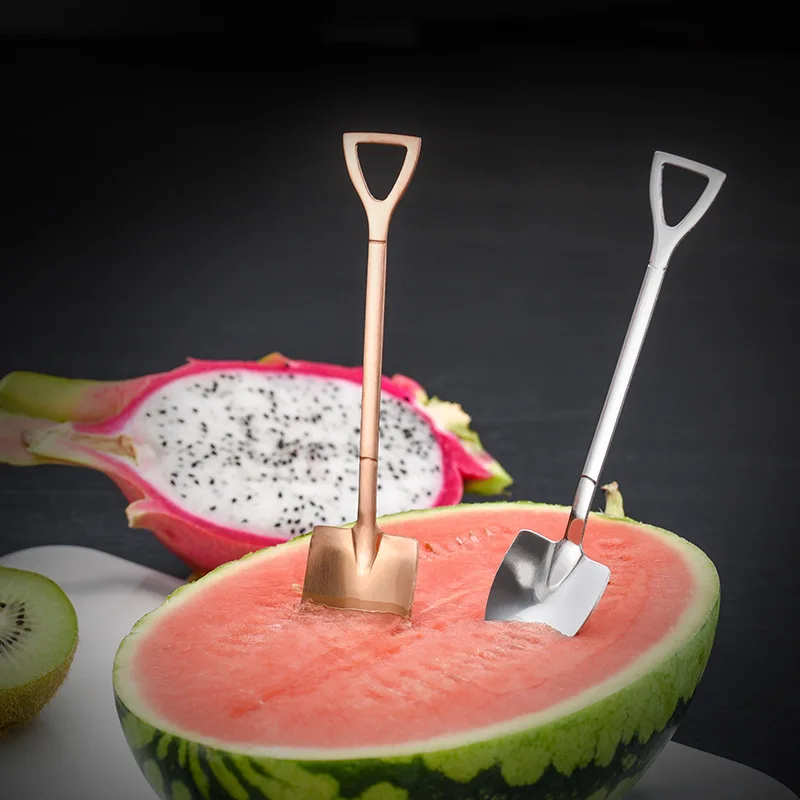 

Stainless Steel Iron Shovel Mini Spoon Coffee Ice Cream Retro Cute Square Head Dessert Kitchen Gadget Accessories Tableware