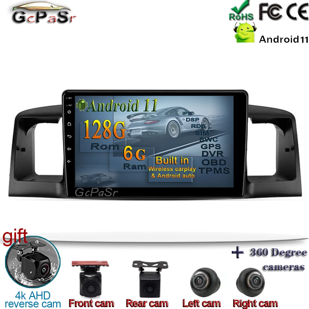 Автомобильный мультимедийный видеоплеер 6G + 128G Android 11 GPS для BYD F3 1 2005 - 2013 CARPLAY