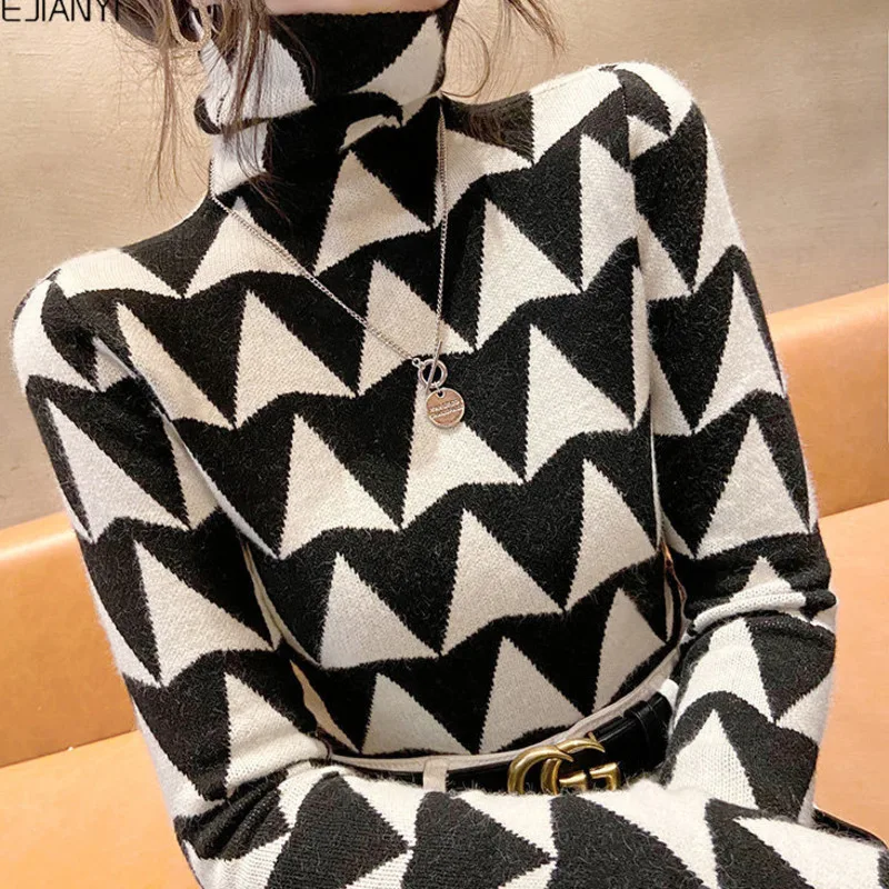 Свитер в клетку с воротником гусиные лапки роскошная шикарная рубашка пуловер