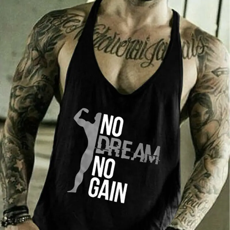 Meihuida Casual Men Gym Muscle Bodybuilding Sleeveless Shirt Hot Sale Tank Top Singlet Fitness Sport Print Running Vest | Мужская одежда