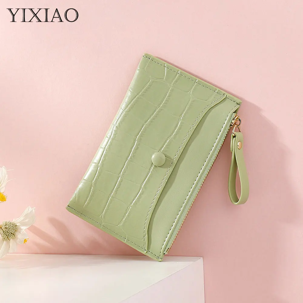 

YIXIAO Fashion Women Wallet Small Leather Coin Purse Ladies Card Holder For Female Stone Pattern Trend Sweet Clutch Money Wallet