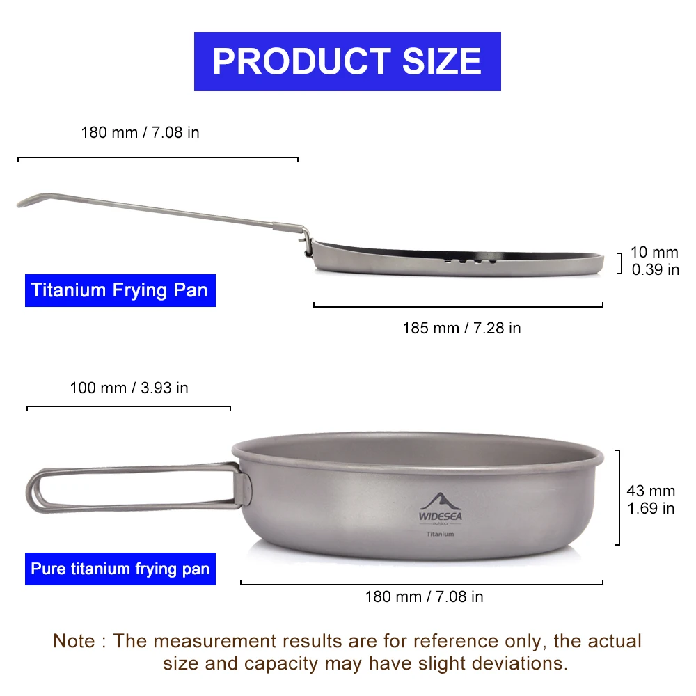 Widesea Titanium Nonstick Frying Pan Pot Bowl Camping Ultra-light Plate Tableware Cooking Utensils Bbq Picnic Cookware | Спорт и