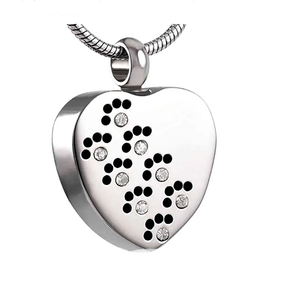 

Сердце Любовь Pet Paw Print Urn ожерелье держатель для золы Cremation Keepsakes