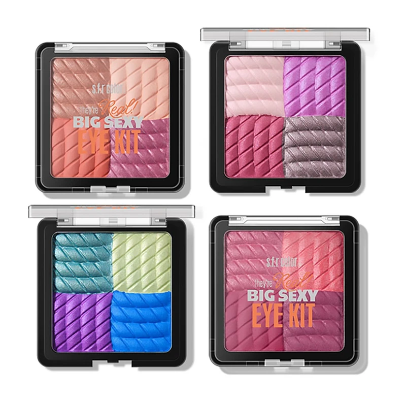 Палитра теней для век 4 цветов с блестками мерцающие светящиеся Металлические