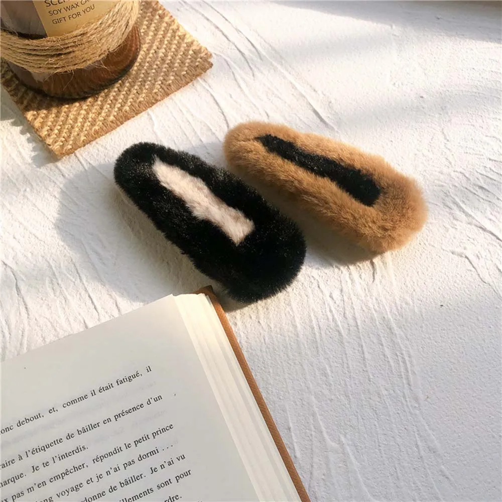 

Korean Plush BB Clip Cute Plush Square Hair Clip INS Girl Barrette Wild Cute Temperament Hairpin Princess Hair Accessories