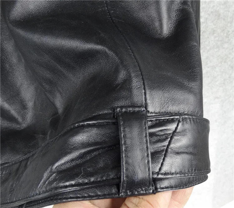 New 2021 Fashion Trend Women's Genuine Sheepskin Leather Motorcycle Biker Jackets Turn-down Collar Black Plus Big Size XXL 2XL
