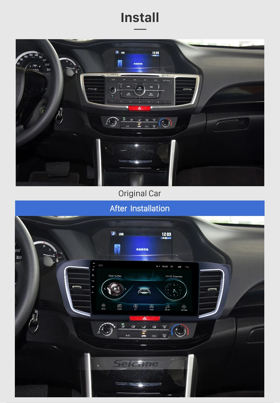 Seicane 10,1 дюймов Android 8,1 Автомобильный gps навигация Радио стерео для 2013 Honda Accord 9 2.0L низкая версия БЛОК Поддержка Carplay TPMS