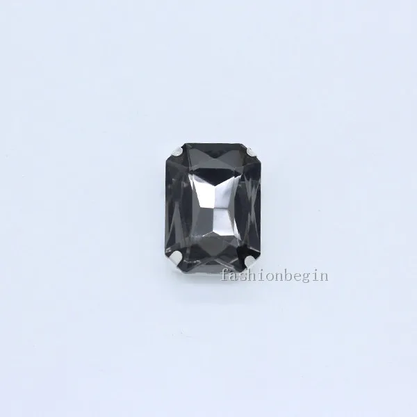 black diamond Все размеры 24-Цвет Плоский Прямоугольник пришить стеклянные стразы камень хрустальные камни стразы для шитья, цепочки с кристаллами с серебрянной акантовкой, кнопка аксессуары для одежды - Цвет: black diamond