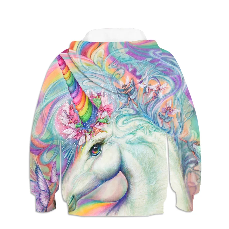 

new fall girls 4 to 14 Yrs hoodies Unicorn with Flowers 3d print Girl Hoodie Unicorn boys Hoodie thin kids Clothes Polyester