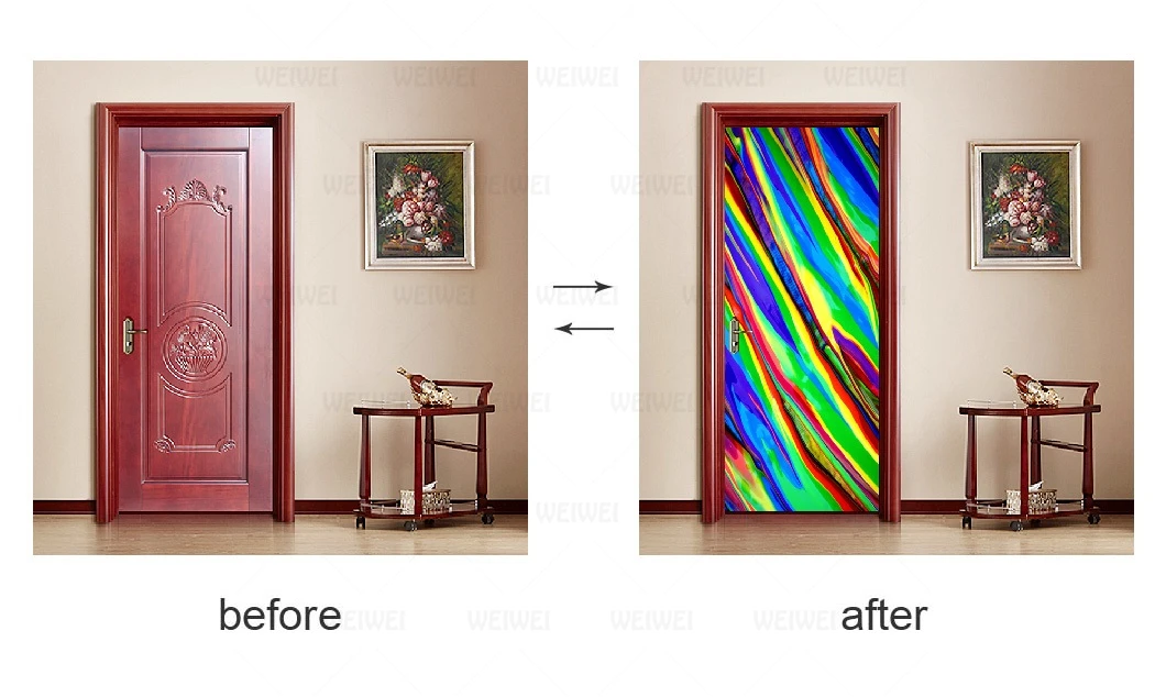 Красочные Окрашенные абстрактные наклейки для дверей ПВХ самоклеющиеся