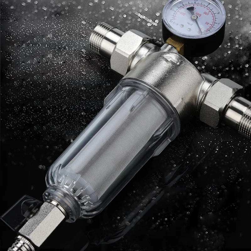 Interface Water Filter Front Backwash Purifier Pre Descaling with Meter Household Bathroom Wate | Бытовая техника