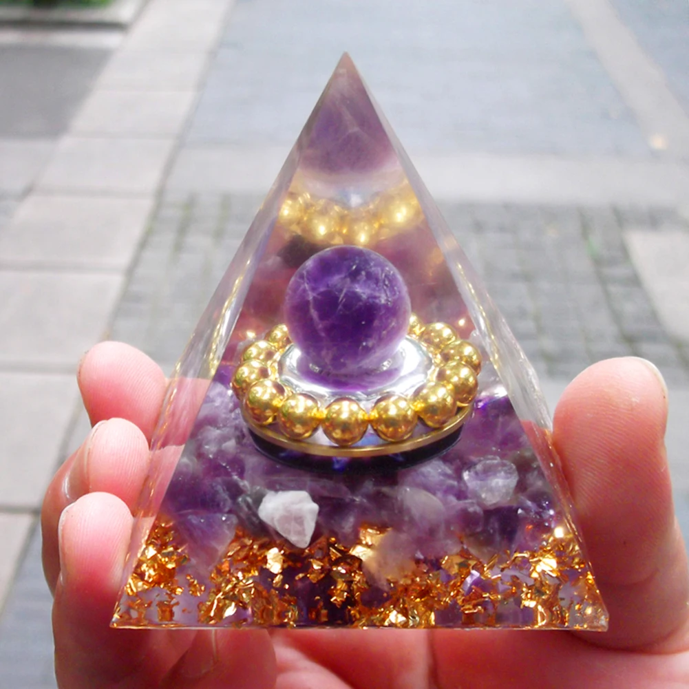 

Orgone Pyramid Amethyst Peridot Healing Crystal Energy Orgonite Pyramide Emf Protection Meditation Tool Quartz Home Decor Crafts