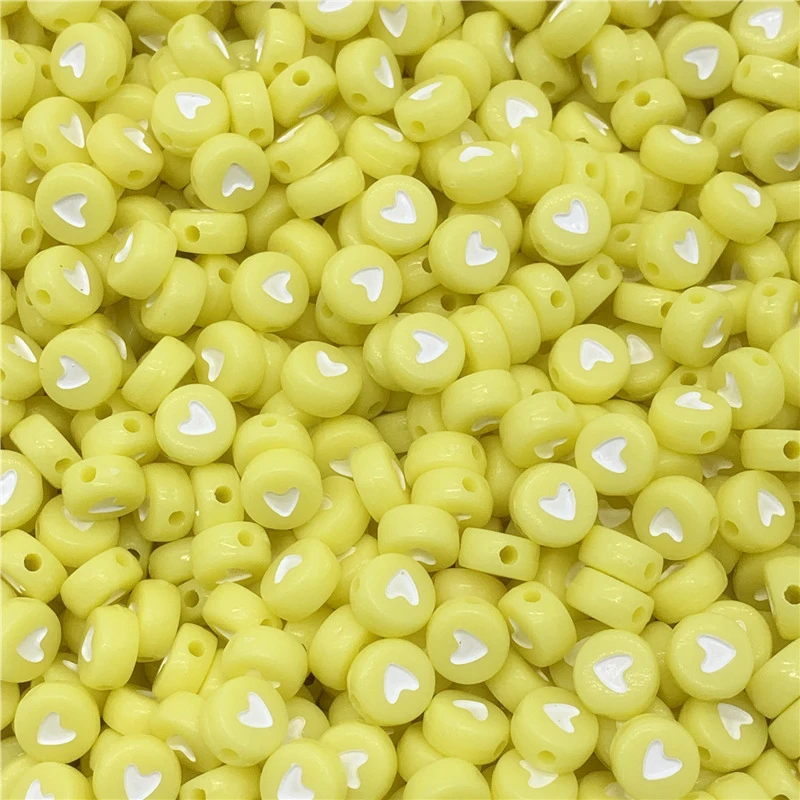 100 шт./лот 7 мм акриловые разделенные бусины флуоресцентные круглые в форме сердца