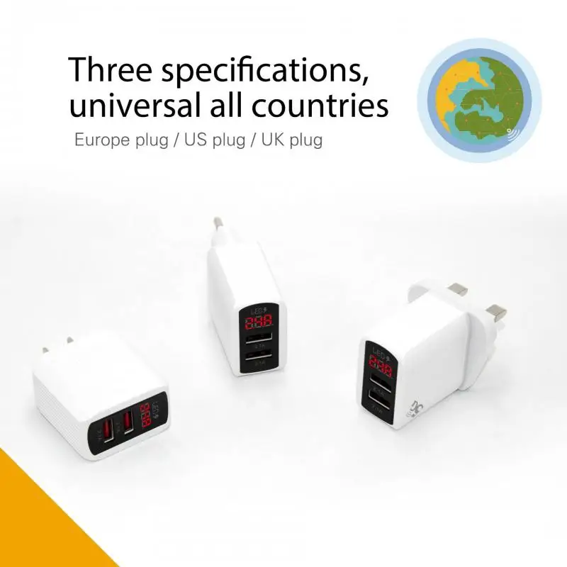 Зарядное устройство для мобильного телефона с цифровым дисплеем и 2USB