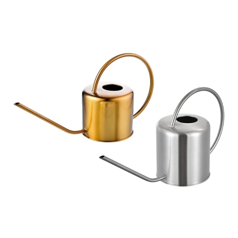 

Retro Portable Stainless Steel Long Head Watering Can 1300ml Watering Can Household Plant Gardening Supplies