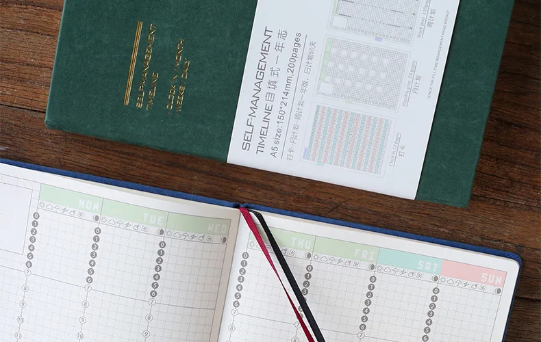 1 шт. A5 дневник stiging Binding notebook Мягкая Ткань Обложка эффективность книга с ежедневным планированием, Еженедельный план, Ежемесячный план внутренние страницы