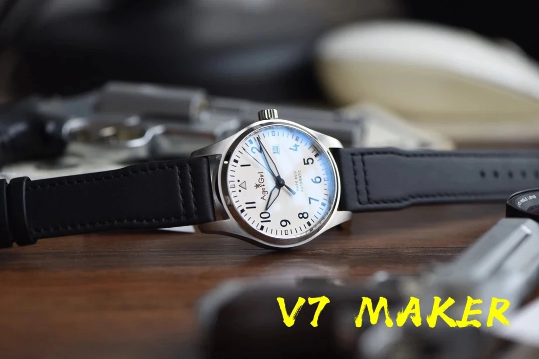 Роскошные брендовые Новые Мужские автоматические механические Pilot MARK x18 коричневые кожаные часы из нержавеющей стали сапфировые черные синие холщовые часы