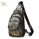 Роскошная треугольная Мужская сумка из натуральной кожи, винтажный дорожный нагрудной ремень кофейного цвета для планшетного ПК 8 дюймов, дизайнерский рюкзак на одно плечо, 8013