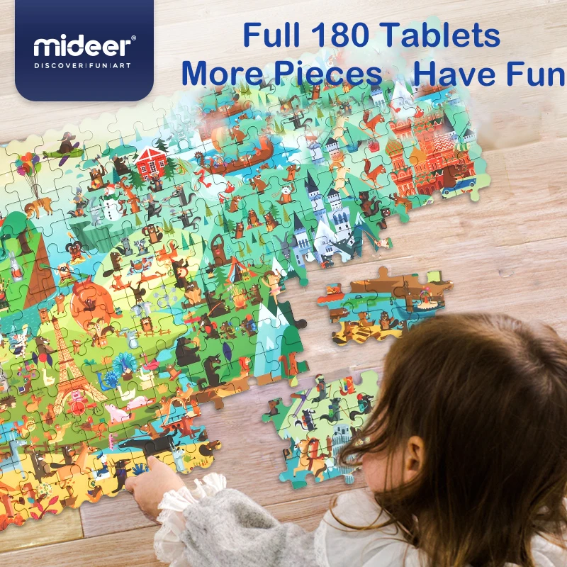 Детские пазлы Mideer развивающие толстые бумажные игрушки 5Y + мировые путешествия
