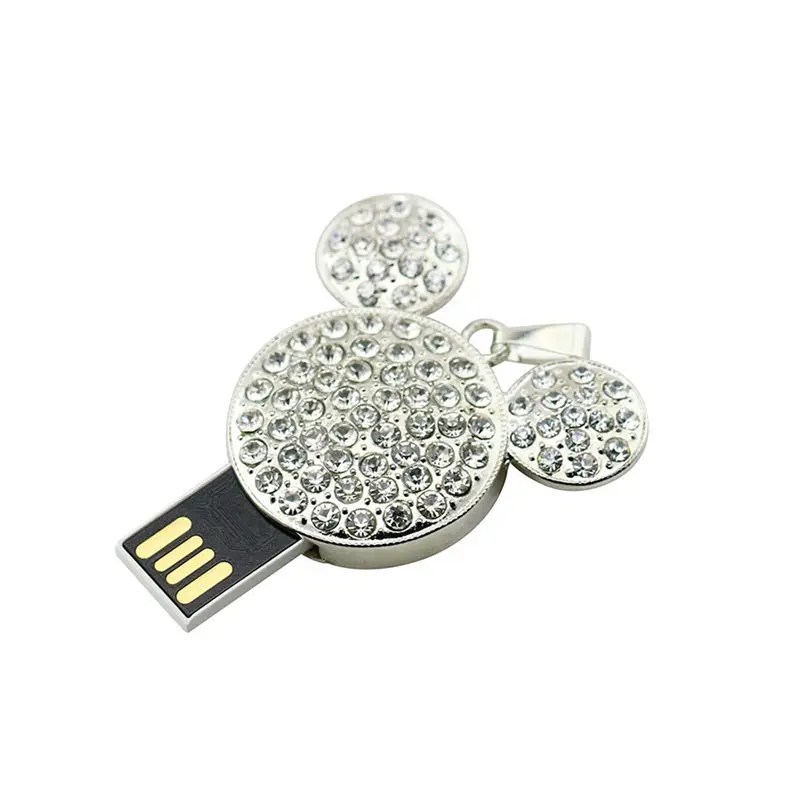 Колье с Микки USB флеш-накопитель диск памяти Подарочный металлический Алмазный Кристалл мышь ручка-накопитель 4 ГБ 8 ГБ 16 ГБ 32 ГБ USB накопитель