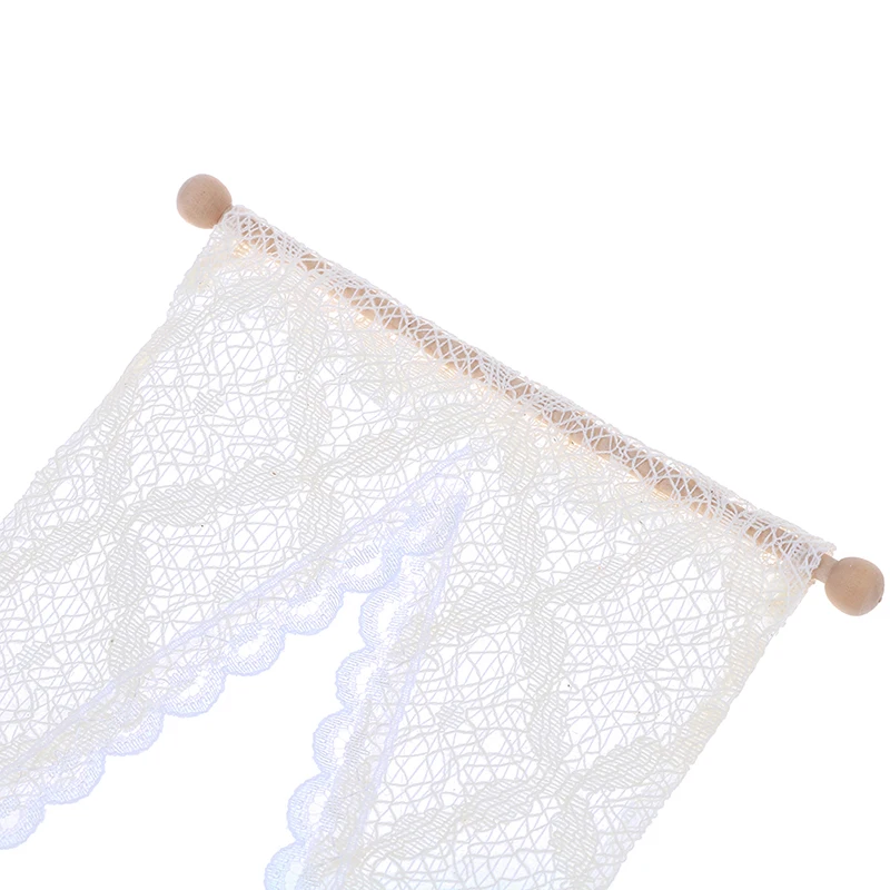 

Hot Sale 1:12 Doll house Scale Doll house Curtains Miniature Furniture Accessories Window Valance with Rod White