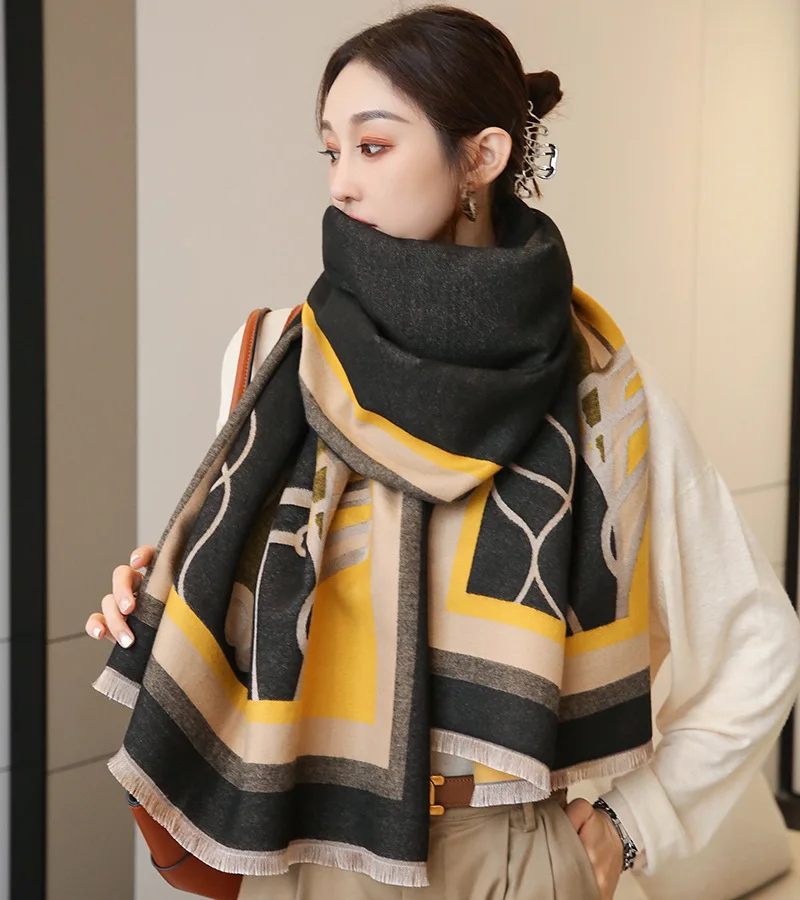 

Длинный шарф из искусственного кашемира унисекс, для мужчин и женщин, Модный женский зимний утепленный платок, 185*65 см